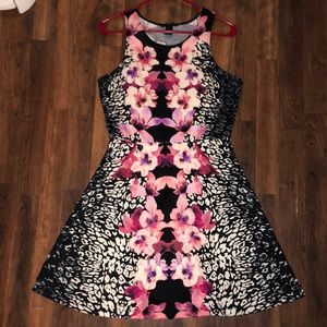Floral and leopard dress